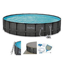 Summer Waves Elite 22ft x 52in Above Ground Frame Outdoor Swimming Pool Set with Filter Pump, Pool Cover, Ladder, Ground Cloth, and Deluxe Maintenance Kit