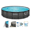 Summer Waves Elite P4A01848B 18ft x 48in Above Ground Frame Outdoor Swimming Pool Set w/Pump, Pool Cover, Ladder, Ground Cloth, & 3" Chlorine Tablets
