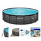 Summer Waves Elite P4A01848B 18ft x 48in Above Ground Frame Outdoor Swimming Pool Set w/Pump, Pool Cover, Ladder, Ground Cloth, & Solution Blend