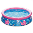 Summer Waves P1000515B167 Quick Set 5ft x 15in Round Inflatable Ring Backyard Kids Toddler Kiddie Swimming Splash Wading Pool, Pink Whale Print