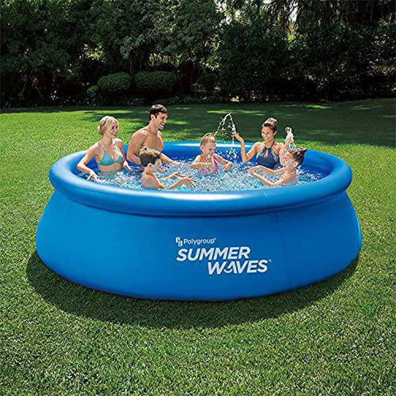 Summer Waves P1001236A Quick Set 12ft x 3ft Outdoor Inflatable Ring Above Ground Outdoor Swimming Pool with GFCI RX300 Filter Pump System, Blue