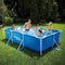 Summer Waves P30710300 9.8 x 6.5 Foot 29.5 Inch Deep Rectangular Small Metal Frame Above Ground Family Backyard Swimming Pool, Blue