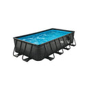 Summer Waves P41608421 16 x 8 Foot 42 Inch Deep Dark Herringbone Print Liner Elite Metal Frame Rectangular Above Ground Family Backyard Pool w/ SFX1000 SkimmerPlus Filter Pump & SureStep Ladder, Grey
