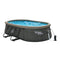 Summer Waves Quick Set 15 by 10 Foot Oval Above Ground Pool, Dark Gray with Ground Cloth, Cover, Filter Pump, and Repair Patch
