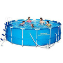 Sunton Paddling Pool Swimming Pool Round Frame Above Ground Pool Pond Family Swimming Pool Metal Frame Structure Pool with Filter Pump and Ladder (12 Foot x 48 Inch)