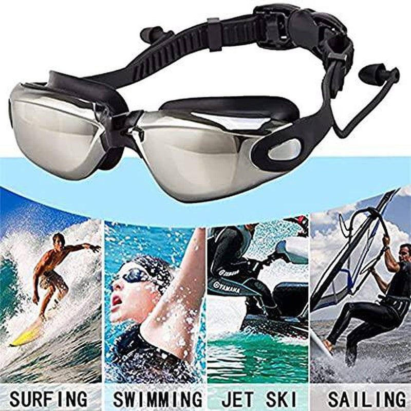 SUOTENG Polarized Swimming Goggles, Swimming Goggles No Leaking Anti Fog Protection with Attached Ear Plugs for Men Women Youth