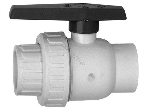 Super Pro 1.5" SXS Ball Valve W/Union Slip x Slip, Single Union, White, 1-1/2"