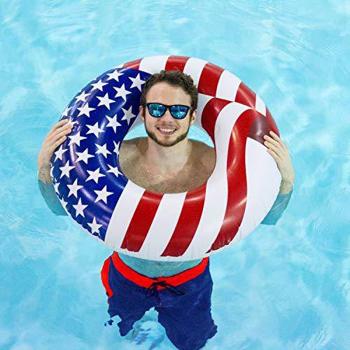 Swimline 36" Inflatable American Flag Swimming Pool and Lake Tube Float (2 Pack)