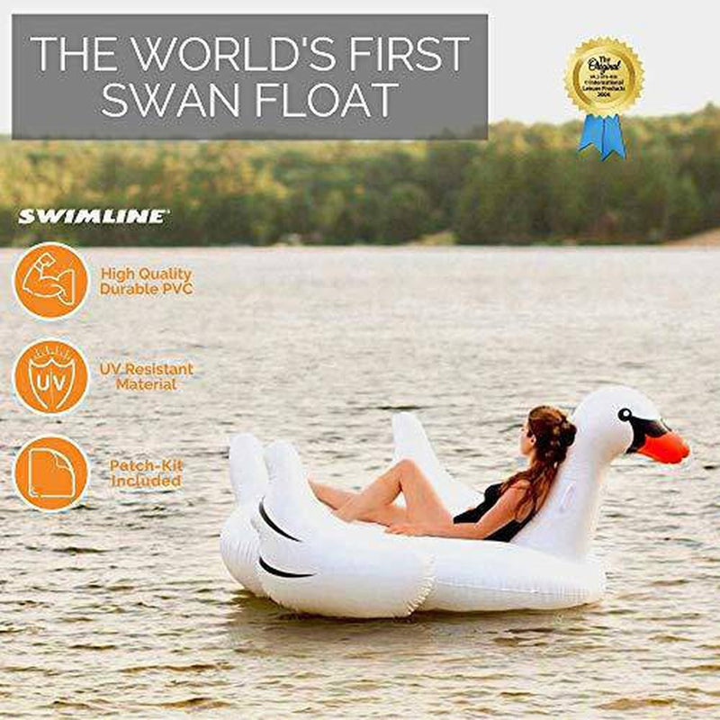 Swimline 90621 Giant Swan Inflatable Ride-On Pool Float, 1-Pack, White