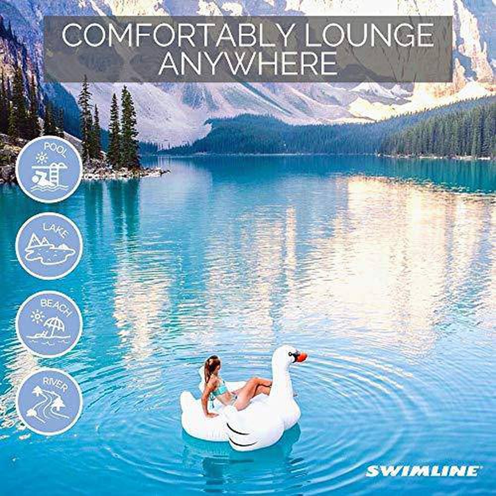 Swimline 90621 Giant Swan Inflatable Ride-On Pool Float, 1-Pack, White
