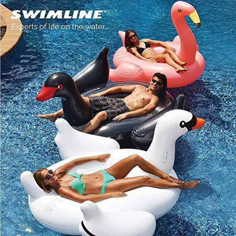 Swimline 90628 Giant Black Swan Inflatable Ride-On Pool Float