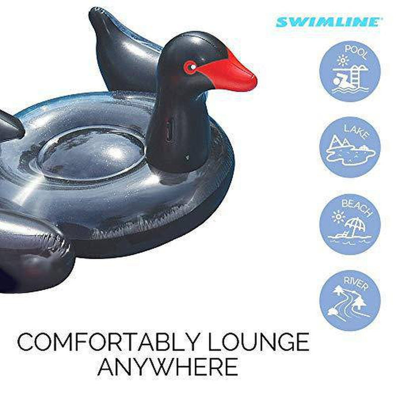 Swimline 90628 Giant Black Swan Inflatable Ride-On Pool Float