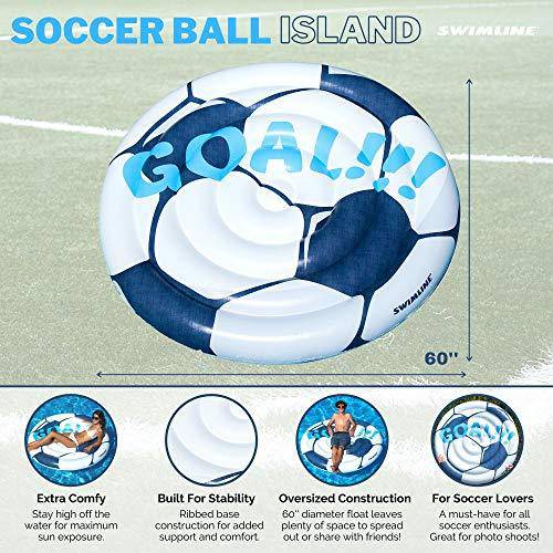 Swimline Inflatable Soccer Ball Ride-On Pool Float Blue/White, 60"