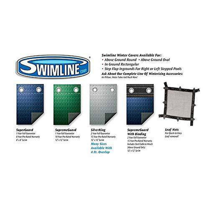 Swimline PCO834 30' Round Above Ground Winter Swimming Cover Includes 3' Overlap, Metallic Grommets, Cable, and Ratchet (Pool Cover Only)