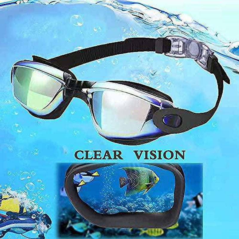 Swimming Goggles,Waterproof Anti-fog Anti-ultraviolet Swimming Glasses with Adjustable Shoulder Strap for Adults, Men, Women and Teenagers