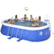 Swimming Pool,Children's Adult Paddling Pool Large Oval Private Pool with Foot Pump,Family Swim Center Pool for Family Summer Water Fun