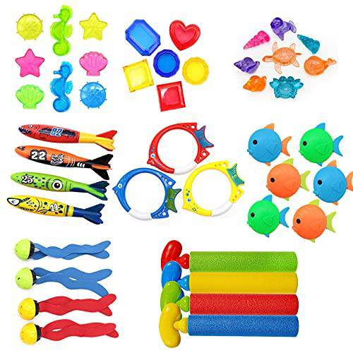 Swimming Pool Diving Toys Pool Training Toys,Pool Rings,Dive Sticks,Shark Toys Summer Dive Pool Toy for Kids Boys and Girls