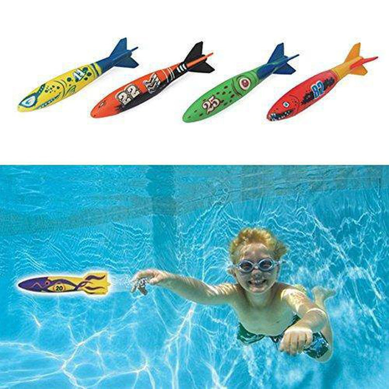 Swimming Pool Diving Toys Throwing Torpedo Pack of 4