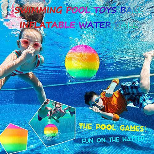 Swimming Pool Game Toys Ball , 9 Inch Underwater Inflatable Pool Ball with Hose Adapter for Pool Under Water Passing, Dribbling, Diving Pool Games Toy for Kids, Teens, Adults (Colorful)