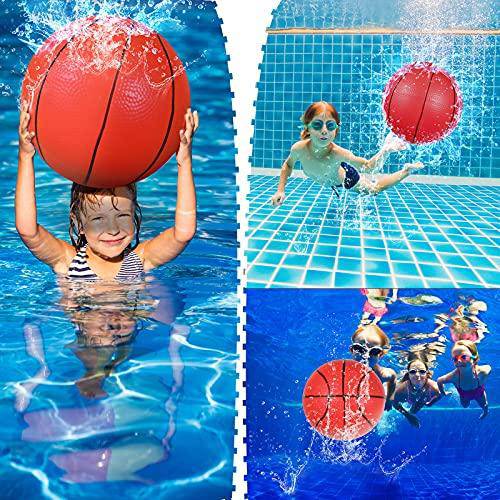 Swimming Pool Toys Ball Inflatable Pool Ball Underwater Game Pool Ball with Hose Adapter for Under Water Passing, Dribbling, Pool Games, Teens, Adults, Ball Fills with Water or Air (Basketball)