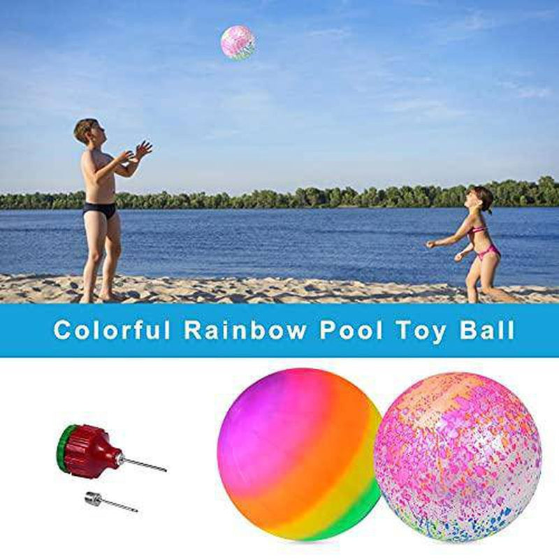 Swimming Pool Toys Ball, Underwater Game Swimming Accessories Pool Ball for Under Water Passing, Dribbling, Diving and Pool Games for Teens, Adults, Colorful Rainbow Ball Fills with Water