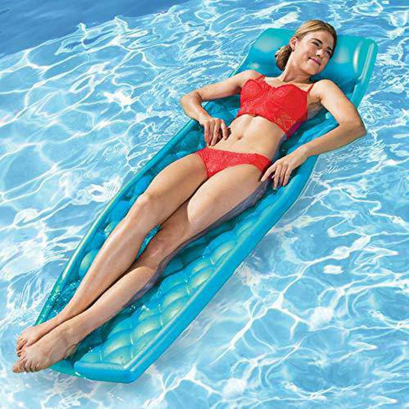 SwimWays Aquaria Luxury Solana Lounge Float Lounger Recliner Chair with Cell Foam for Adult and Kid Beach, Lake, or Swimming Pool Water Lounging, Aqua