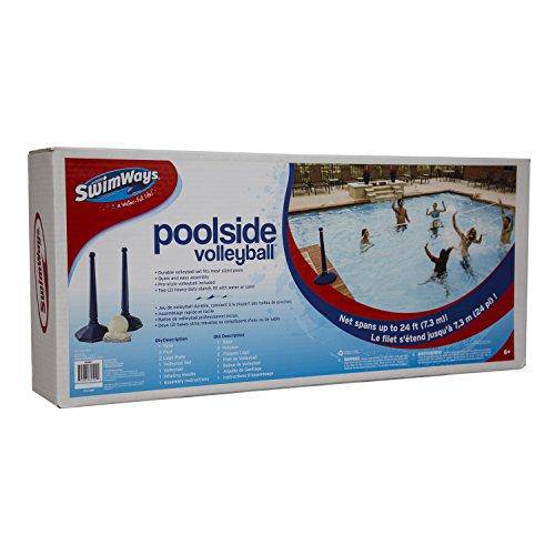 SwimWays Poolside Volleyball Set for Inground Swimming Pools Blue, 15L x 288W x 20H in.