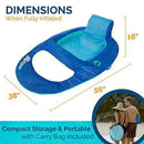 SwimWays Spring Float Recliner Pool Lounger with Hyper-Flate Valve, Inflatable Pool Float, Blue, 69"L x 35"W x 5.5"H