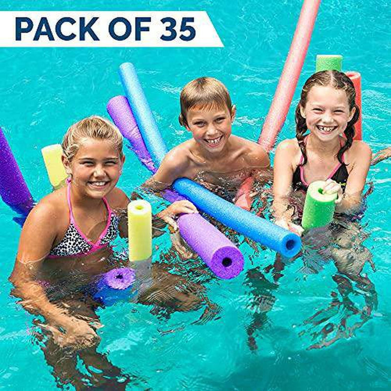SwimWays Standard Foam Pool Swim Noodles, Multicolor (35 Pack)