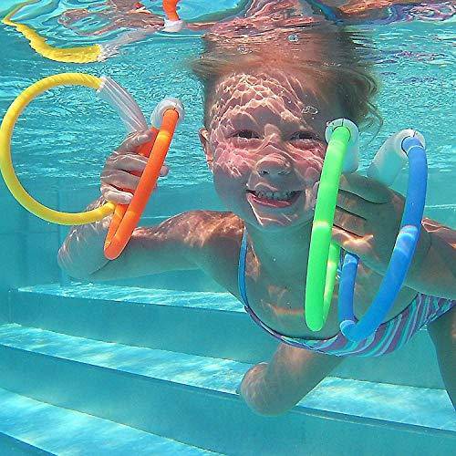T play Diving Ring Variety Dive Stick Colorful Dive Ring Numbered Diving Sticks Durable Pool Dive Toy and Plush Flower Bendable Stems Colorful Stuffed Flowers Plush Toy Bundle for Kid Girl Boy