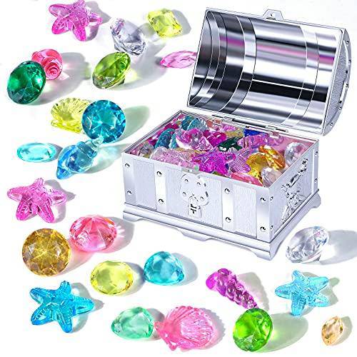 Tacobear Diving Gem Pool Toys Sinking Treasures Chest Swimming Pool Toy Set Pirate Underwater Games Dive Training Gift for Kids Boys Girls
