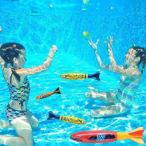 Taowan 4 PCS Underwater Swimming Pool Toys with Shark Shape Durable Long Lasting Portable Easy to Store for Children