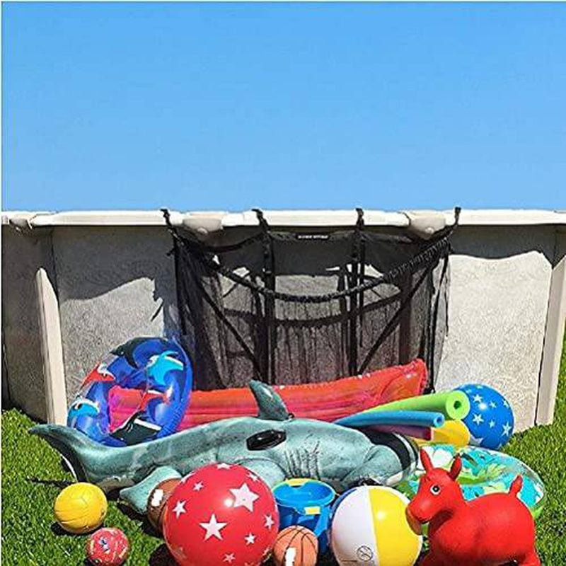 TBEOEN Pool Floats Storage, Large Capacity & Heavy Duty Folding Poolside Organizer Netting Storage Bag for Above Ground Pool Side