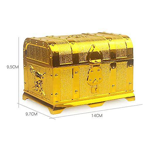 TBoxBo Toys Kids Pirate Treasure Chest Retro Nautical Cove Pirates Treasure Chest Box Pirate Treasure Map and Gold Coins/Gems(Bronze)