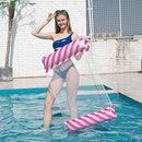 TBoxBo Water Hammock Float Inflatable Water Deck Chair Foldable Diagonal Stripes Inflatable Pool Hammock Portable Water Floating for Adults and Kids(Rose Red£