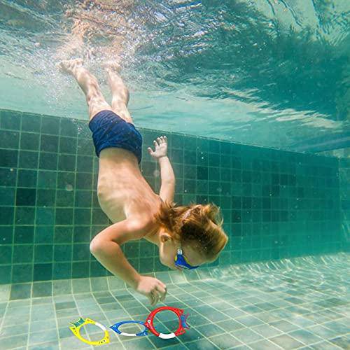 Tengan Diving Fish Ring Toy Set,Pool Playing Toys Plastic Diving Fish Colorful Sinking Pool Rings Diving Torpedo Underwater Fun Toys for Kids Dive Training for Toddlers Boys and Girls Age Compatible