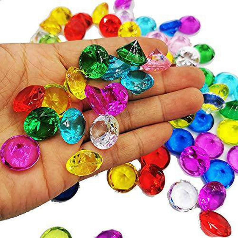 Tengan Diving Rhinestones Gem Pool Toy Set with Treasure Pirate Box - Multicoloured Embellishments Summer Underwater Swimming Diamond Present Throw Toy Set for Kids Play＆Home Decoration Liberal