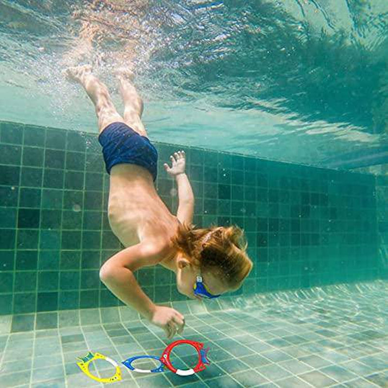Tinello Dive Ring Set, Pack of 3 Diving Pool Toys Set, Fun Swimming Underwater Pool Training Toy, Pool Sinkers for Diving Game Training Kids, Summer Pool Swimming Accessory Friendly