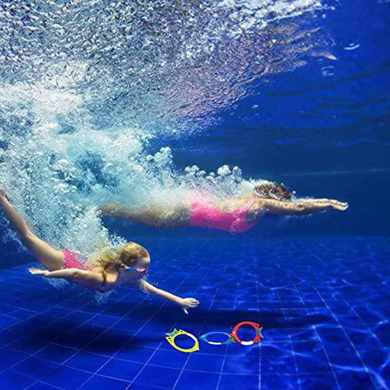Tinello Dive Ring Set, Pack of 3 Diving Pool Toys Set, Fun Swimming Underwater Pool Training Toy, Pool Sinkers for Diving Game Training Kids, Summer Pool Swimming Accessory Friendly