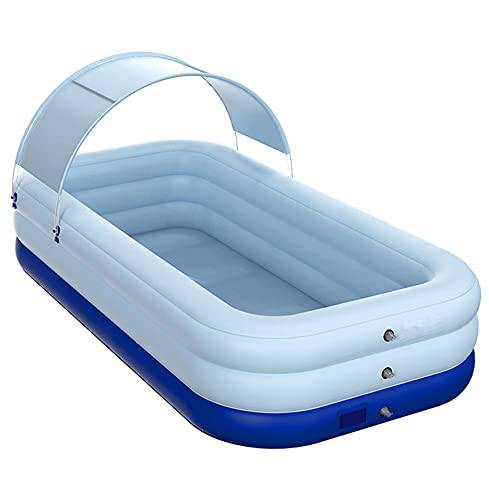 Toddler Splash Pools, Fast Inflatable Paddling Pools with Awning Water Slides for Kids, Children Swim Pool PVC Fun Safe Outdoor Lawn Sprinkler Toy,Blue
