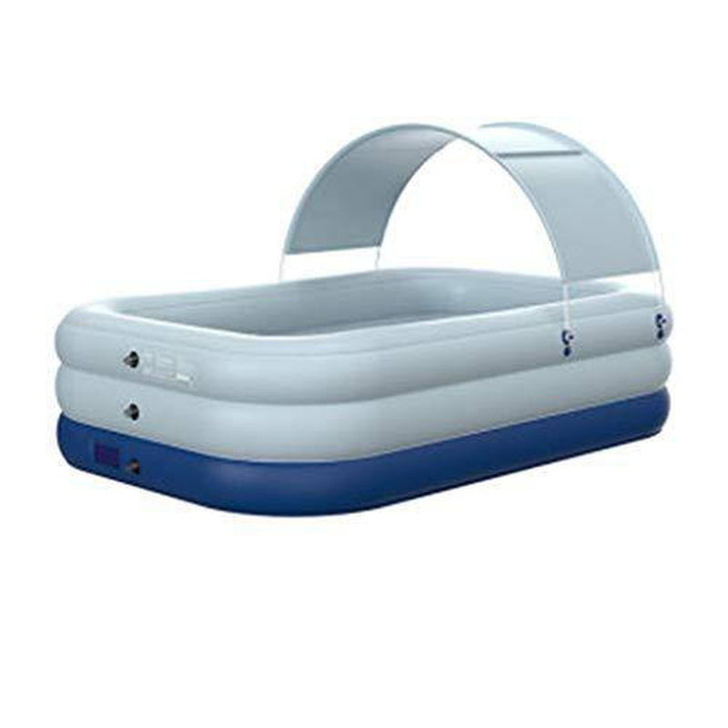 TOE Swimming Pools with Sunshade Canopy Automatic Inflatable Lounge Pool for Kiddie Kids Adults Infant Easy Set Swimming Pool for Garden Backyard Outdoor Summer Water Party (Size : 168.582.626.7'')