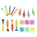 Tongina Pack of 19 Colorful Plastic Diving Rings Sticks Kids Underwater Game Toy Set