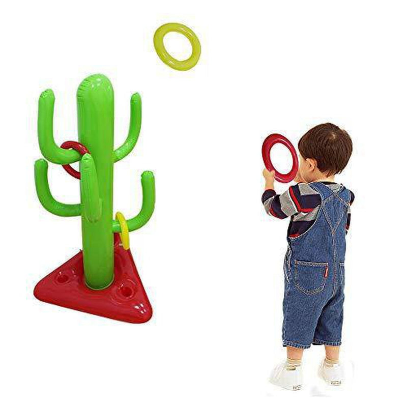 Topwon 6 Piece Inflatable Cactus Ring Toss Game Set Floating Swimming Ring Toss