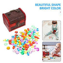 Toyvian 100pcs Diving Gem Pool Toy Colorful Diamond Shaped Acrylic Gems with Treasure Box Summer Beach Halloween Pirate Costume Accessories