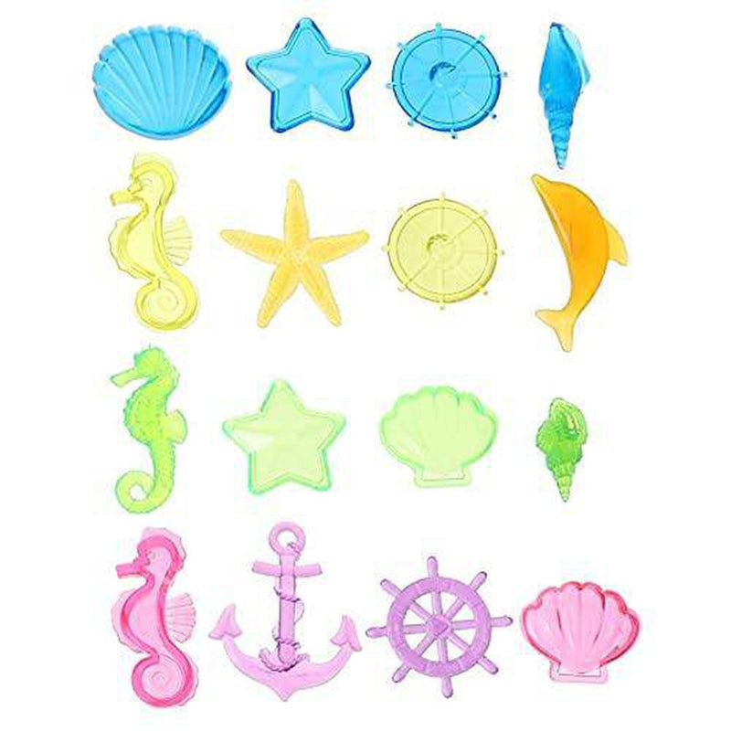 Toyvian 16Pcs Swimming Diving Pool Toys Baby Bath Toys Plastic Seashell Seahorse Seastar Water Playing Toys for Toddlers Kids Children