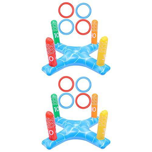Toyvian 2 Sets Inflatable Ring Toss Hoops Game, Outdoor Throwing Ring Toy Kids Ring Toss Toy Swimming Pool Accessories Garden Beach Games for Kids Children ( Assorted Color )