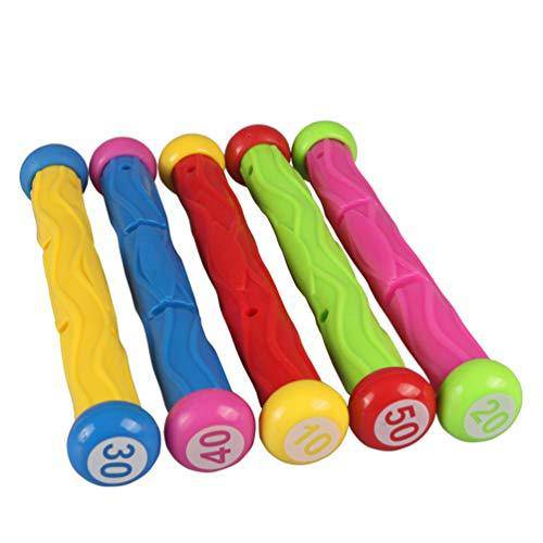 Toyvian 5 PCS Underwater Swimming Pool Toy Diving Sticks Under Water Games Training Gift for Boys Girls (Mixed Color)