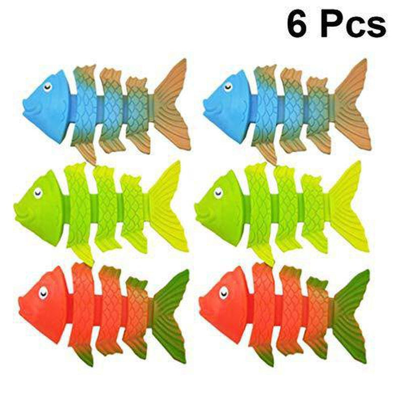 Toyvian 6pcs Fish Pool Diving Toys Sinking Fish-Shaped Swim Toys Colorful Plastic Diving Training Marine Life Pool Summer Underwater Playthings for Pool Play (Mixed Color)