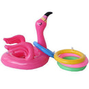 Toyvian 6pcs Flamingo Inflatable Ring Toss Game Pool Party Toys Luau Decorations Kids Supplies (Inflatable Flamingo , 4 Rings , 1 Inflator)