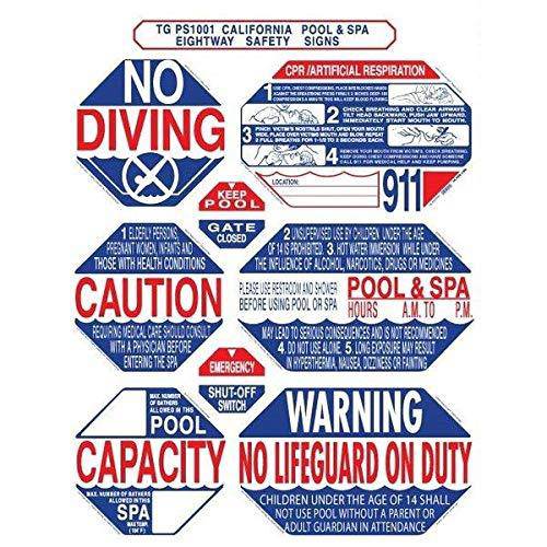 Traffic Graphix TGPS1001 California Pool and Spa 8-Way Safety Sign